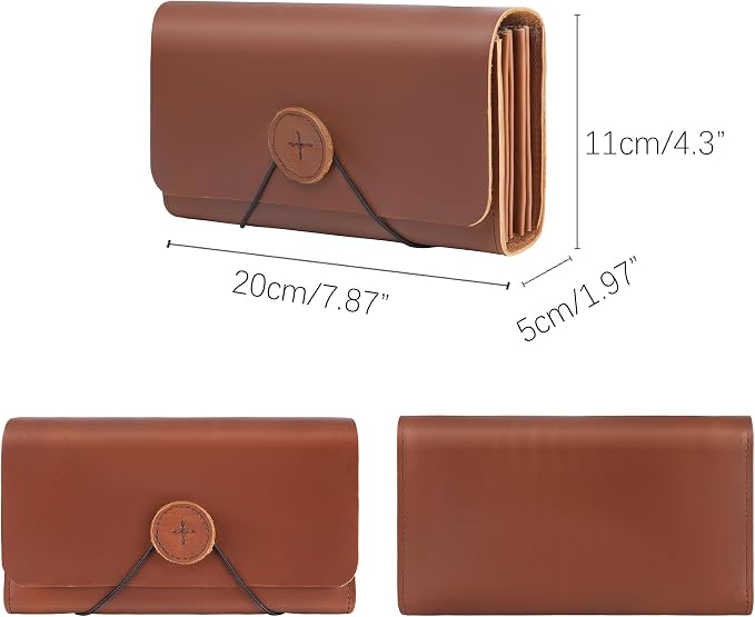 Genuine Leather A6 Receipt Organizer, Leather Expanding Accordion File Folder - Image 2