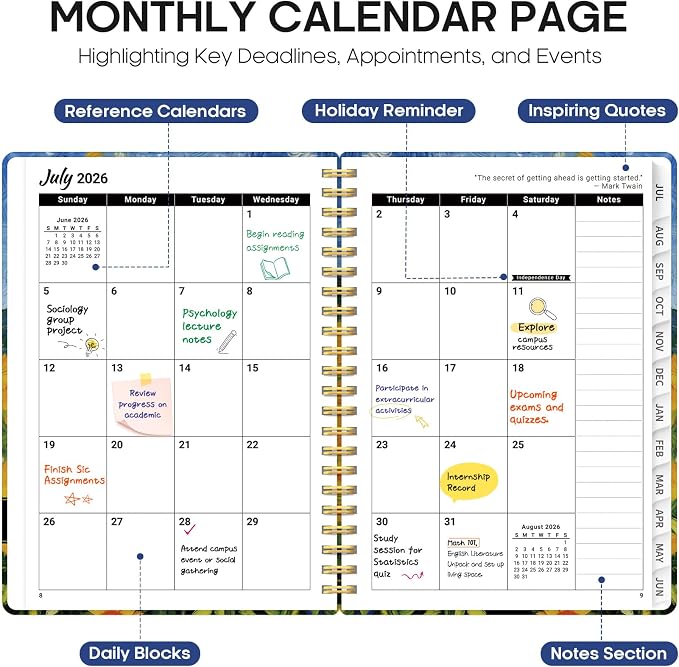 Planner 2026-2027, Academic Year Monthly and Weekly Calendar Planner, Jul 2026 - Image 2