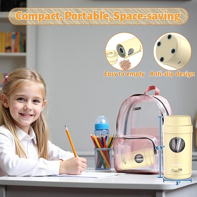 AFMAT Electric Pencil Sharpener, Auto in & Out, Fully Automatic Pencil Sharpener - Image 6