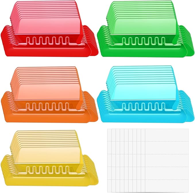File Folder Tabs, Paxcoo 50 Sets Hanging File Folder Tabs and Inserts, Plastic by PAXCOO