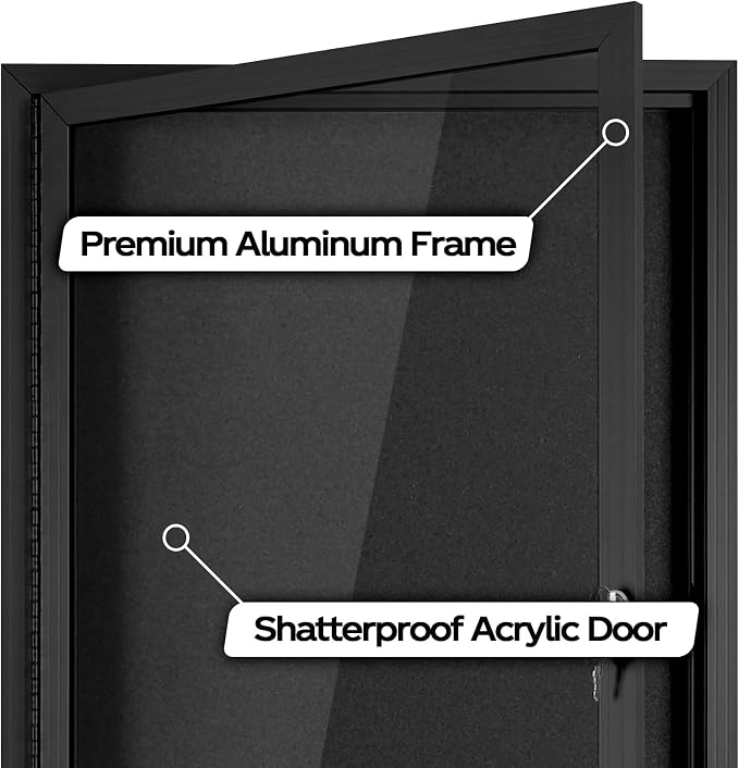 INNOVART Enclosed Bulletin Board 36” x 24”, Lockable Fabric Noticeboard - Image 4