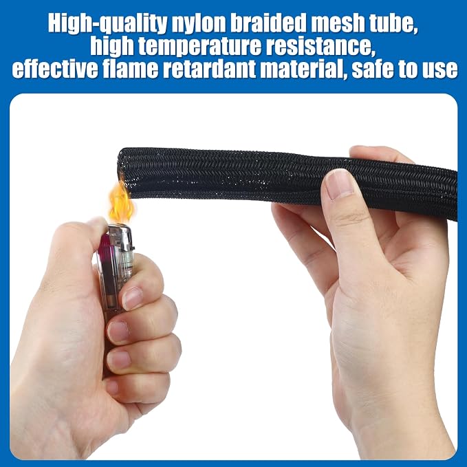 Pangda 100 Ft Split Wire Loom Tubing Flame Retardant Braided Cable Sleeve Split - Image 4