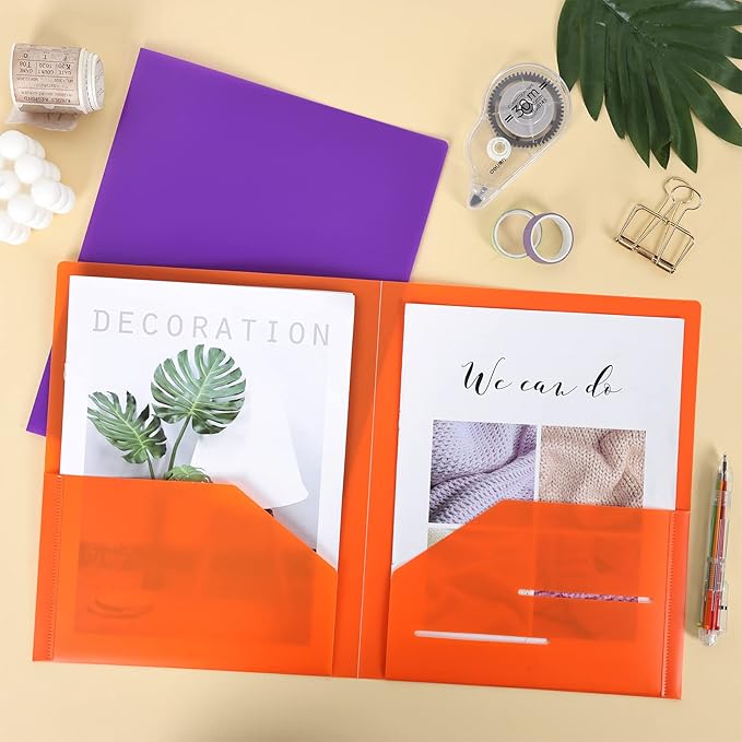 EOOUT 24pcs Folders with Pockets, Plastic Pocket Folders, 2 Pocket Folders with - Image 5