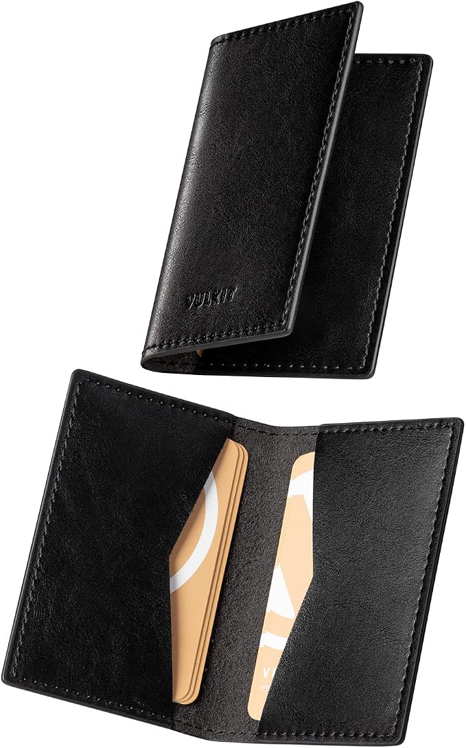VULKIT Leather Business Card Holder 2 Sided Slim Business Name Card Organizer by VULKIT