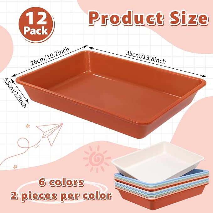 12 Pack Letter Size Flat Storage Paper Tray Organizer Bin Tray Plastic - Image 2