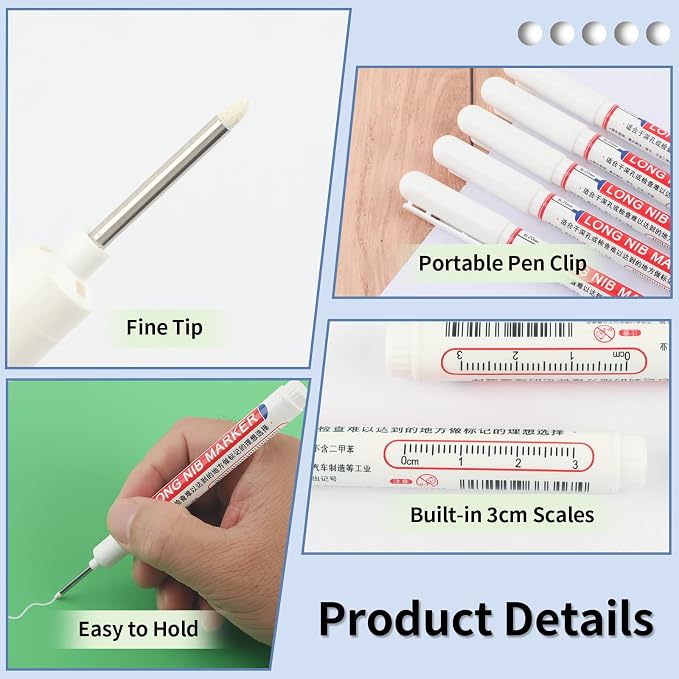 15 Pcs Long Nib Marker, 20 mm Long Head Deep Hole Marker Pens, Fine Nose Tip - Image 4