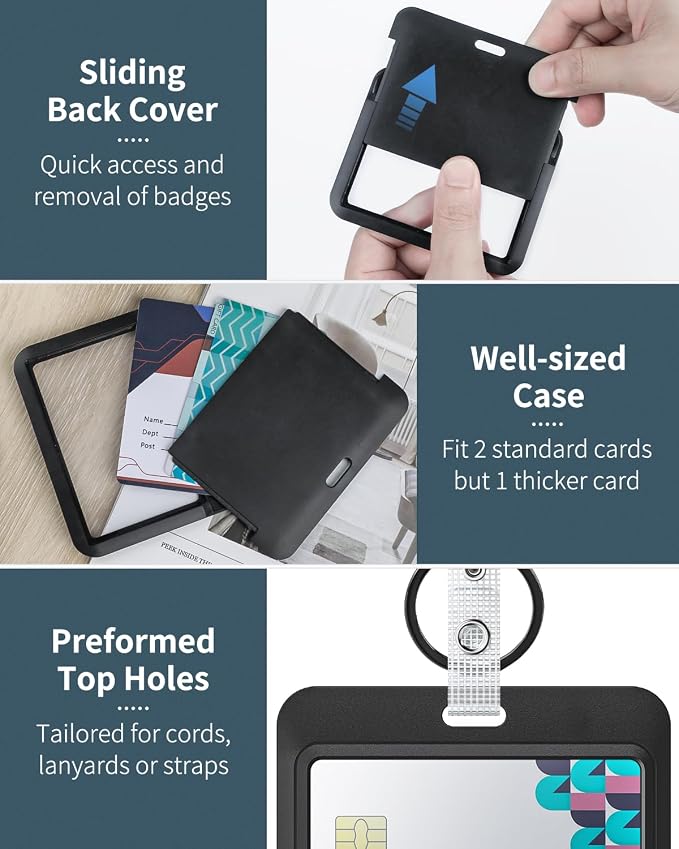 Uniclife 2 Pack Sliding Badge Holder Horizontal Hard Plastic Case - Image 5