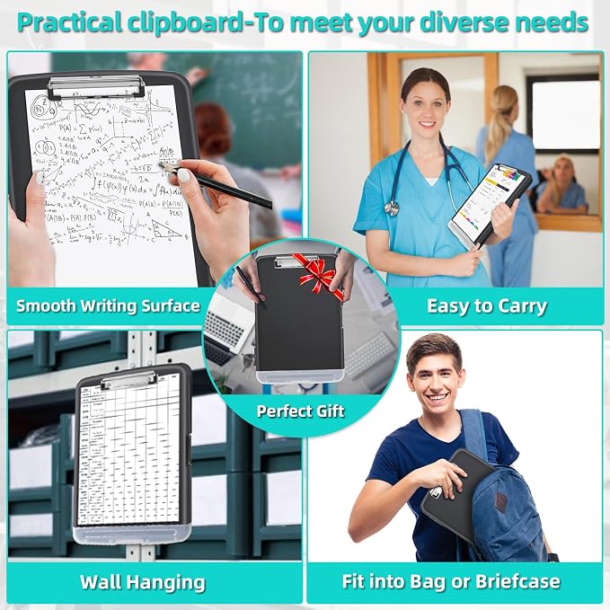 Sunnyclip Clipboard with Storage, Real Hinge Heavy Duty 8.5x11 Clipboards - Image 6