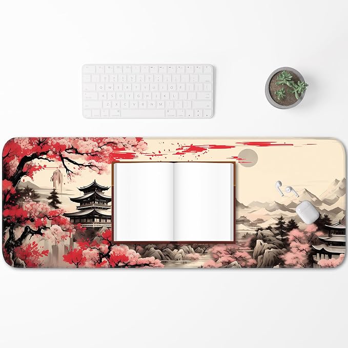 Japanese Sakura Gaming Mouse Pad, Non-Slip Rubber Base, Stitched Edges - Image 6