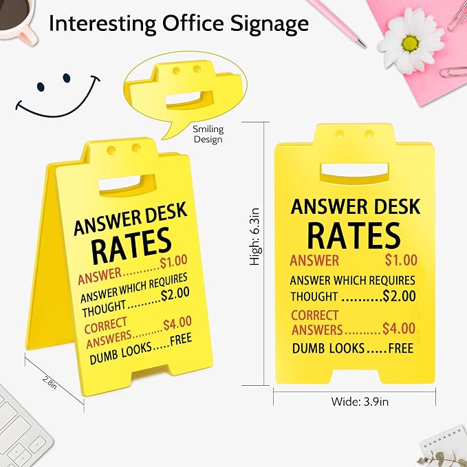 Smilelife Funny Office Cubicle Decor Answer Desk Rates Desk Sign Team Office - Image 2