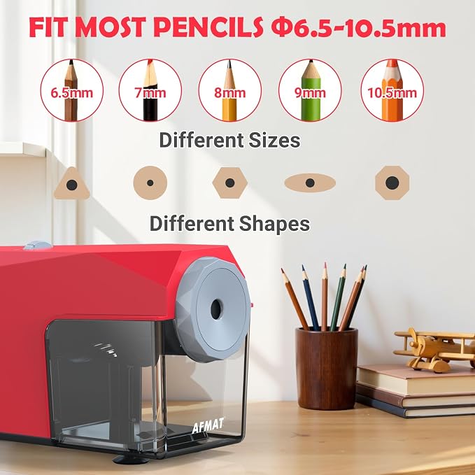 AFMAT Electric Pencil Sharpener, Fast & Hands-Free, 10K+ Uses, 5 Nibs, Fully - Image 3