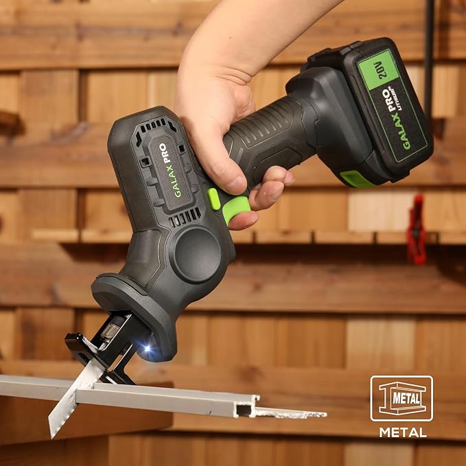 GALAX PRO 20V Cordless Reciprocating Saw, 0-3000RPM Variable Speed Power Reciprocating with 4.0Ah Battery, 2pcs Wood Blades & 1pcs Metal Blade-DeskLoop Office