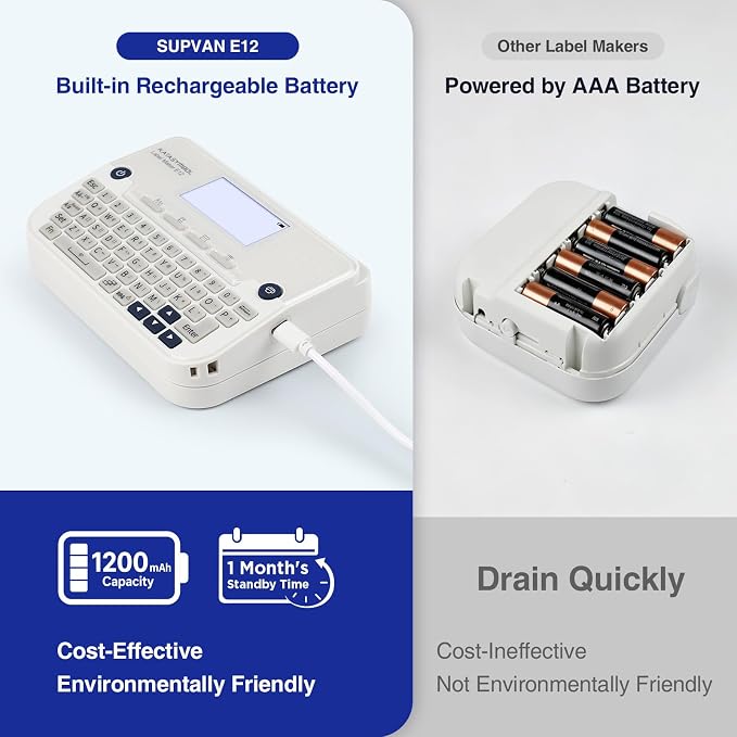 SUPVAN E12 Bluetooth Label Maker Machine, Support Keyboard & App - Image 4