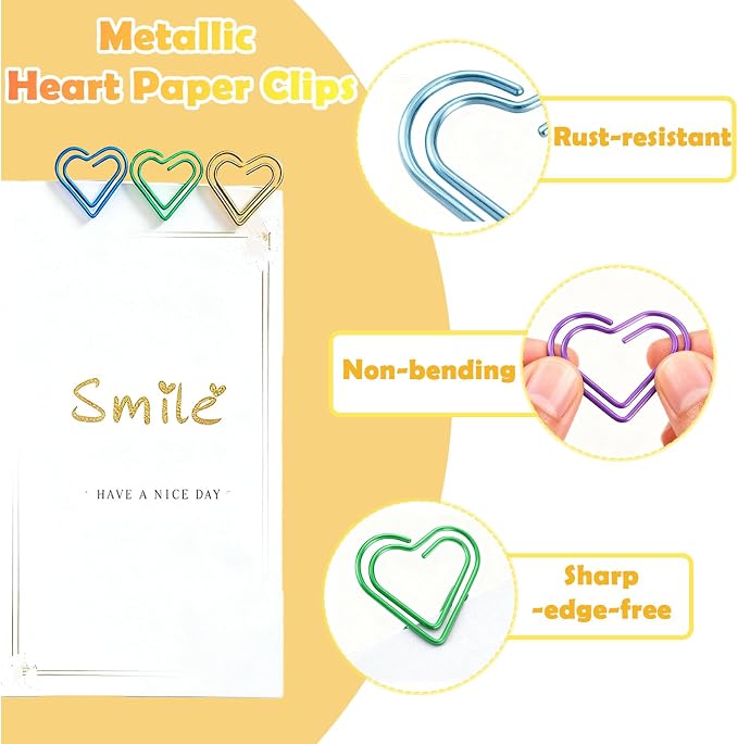 100 Pcs Cute Paper Clips Colorful Rustproof Mental Small Paperclips - Image 3