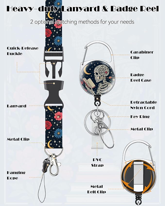 Uniclife Fashionable Sliding Badge Holder, Skeleton Pattern Plastic Card Holder - Image 5