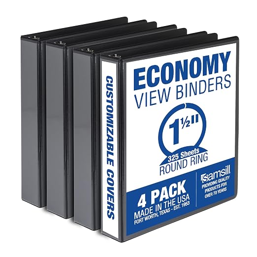 Samsill 1.5 Inch 3 Ring Binders, Made in USA, Economy Round Ring, 325 Sheet by Samsill