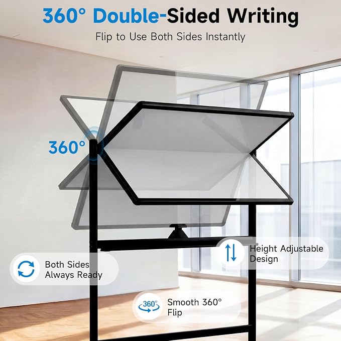 Rolling Whiteboard 48x36, Double Sided Dry Erase Board - Image 7