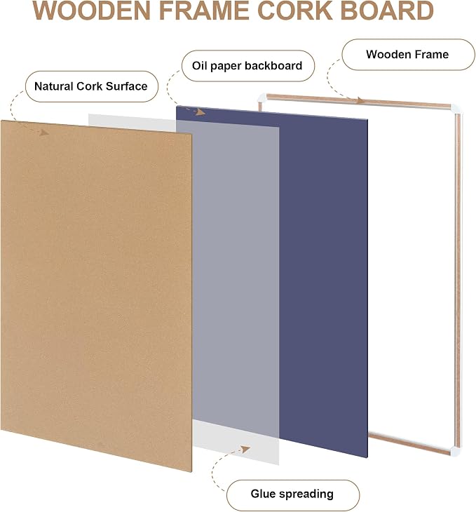 Cork Bulletin Board, 48 X 32 Inches Cork Strip Frame Message Vision Board - Image 7