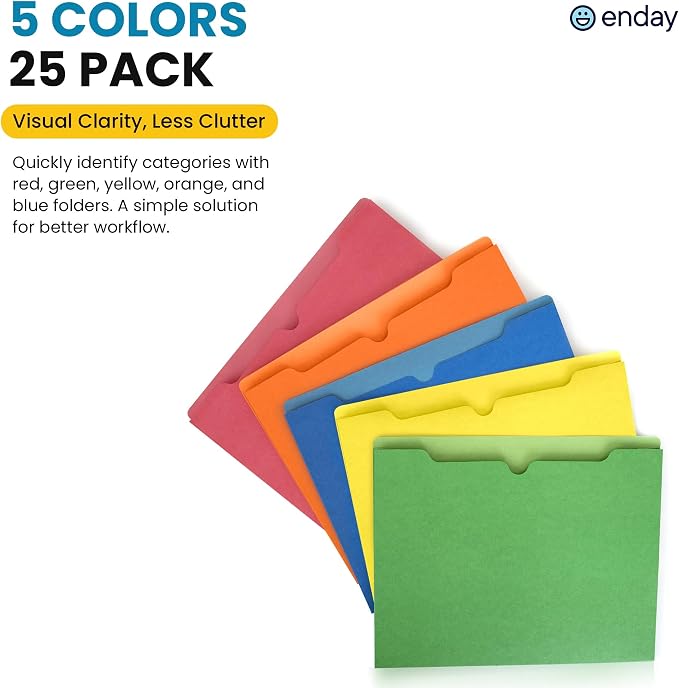 Enday 2 Inch File Jackets- Assorted Colors Expandable File Folders - Image 4