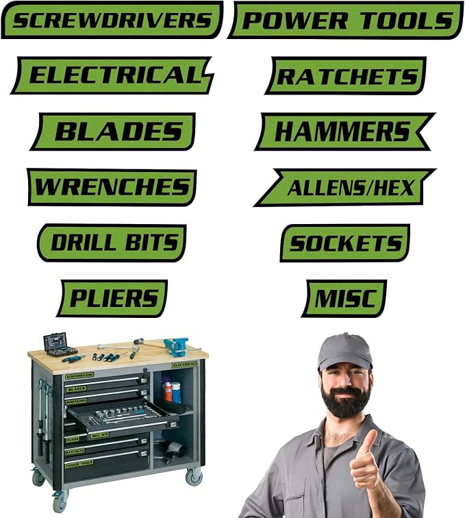 12 Pack of Magnetic Tool Box Labels, Reusable Toolbox Labels Magnet, Magnetic by OULUCCI