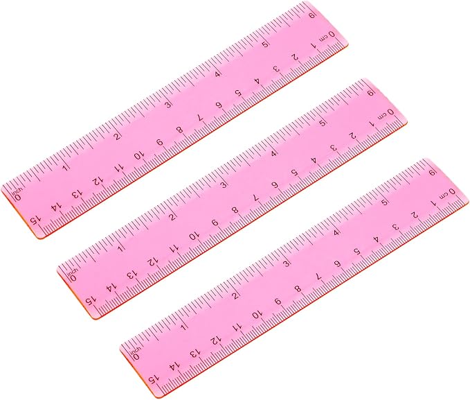 Ruler 6 Inch, 3 Pack Ruler Set Plastic Straight Ruler Transparent Measuring by KALIONE