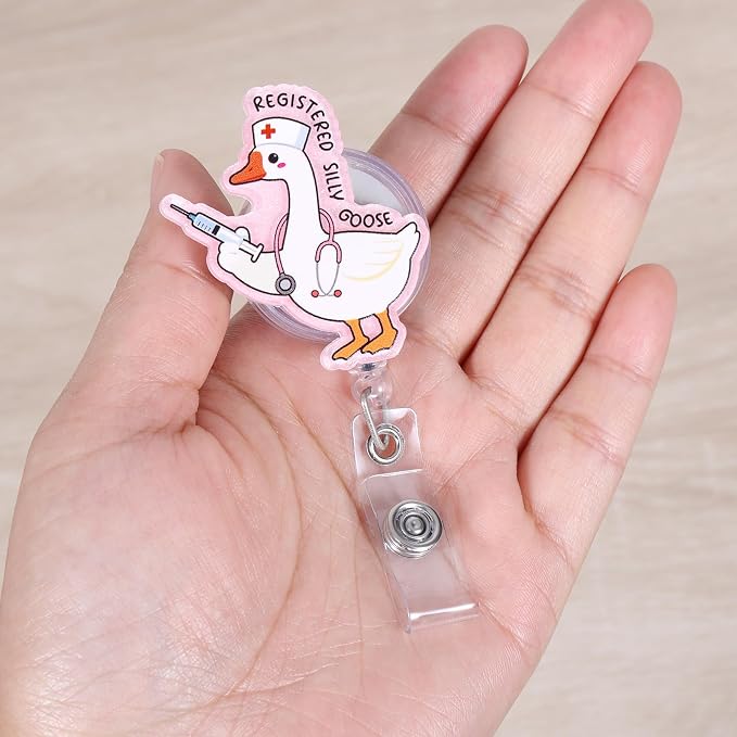 Registered Silly Goose Funny Nurse Badge Reel, Cute Retractable ID Badge Holder - Image 4