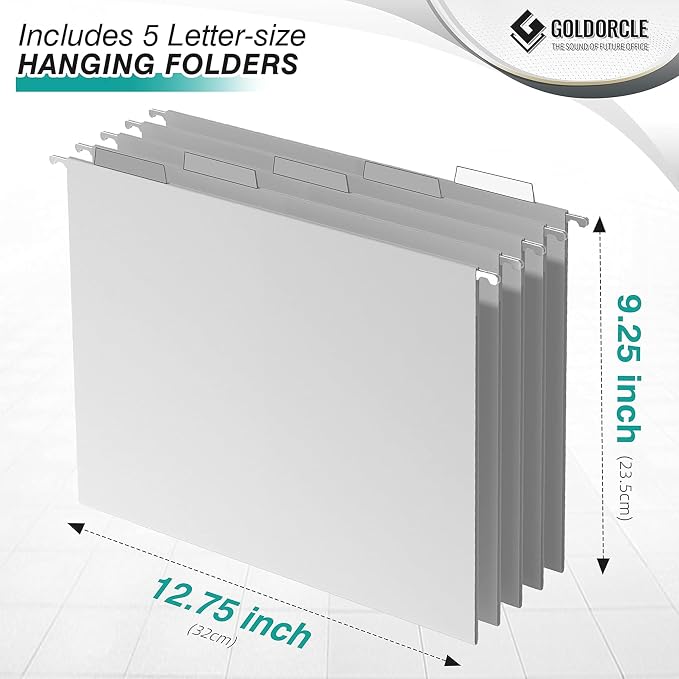 Hanging File Organizer, Letter-Size File Holder Filing Box - Image 3