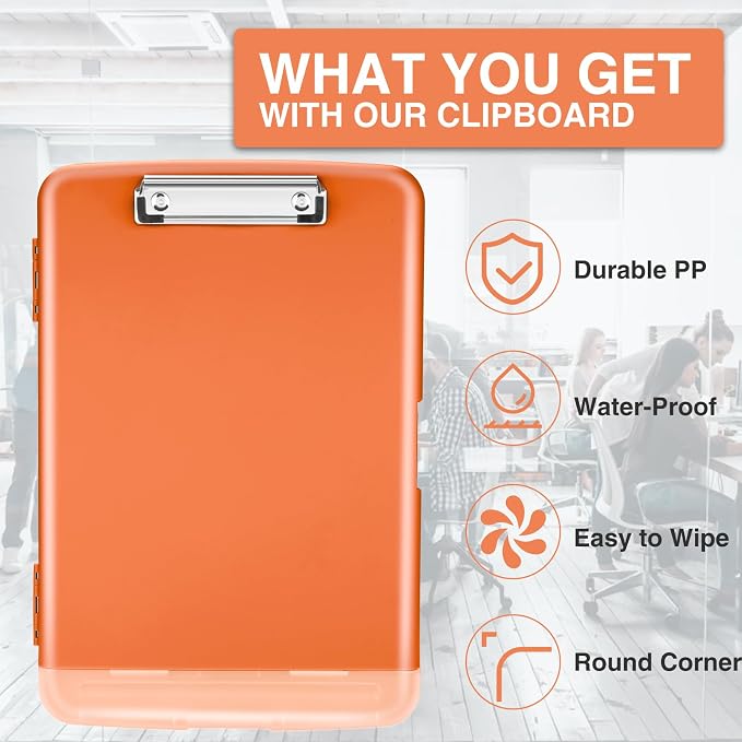Sooez Clipboard with Storage, Clip Board 8.5 x 11 with Pen Holder, Plastic - Image 4