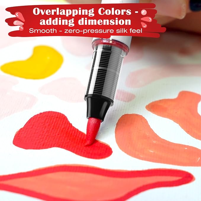 SFAIH Acrylic Paint Creative Markers, 24 Colors, Brush & Chisel, High Coverage - Image 4