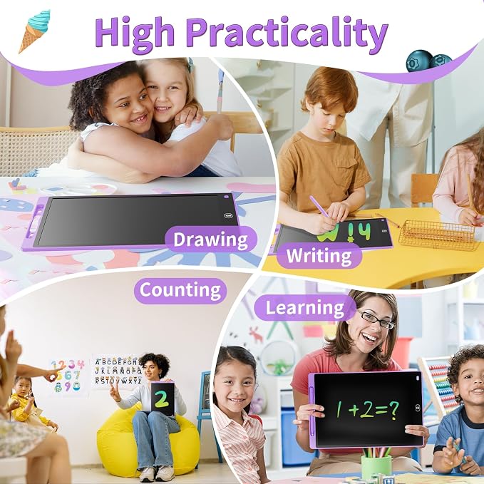 Genialba LCD Writing Tablet 12-Inch Colorful Doodle Board, Toddler Learning - Image 5