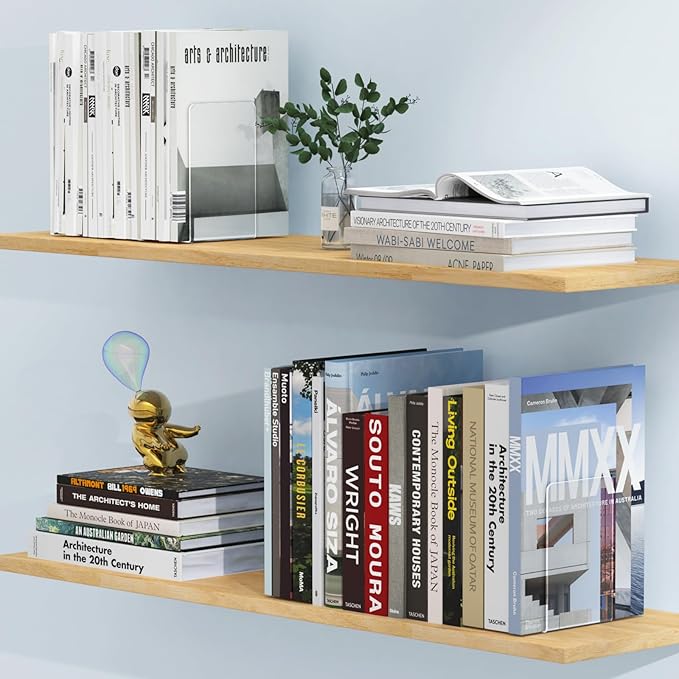 Acrylic Bookends 6 Pcs, Transparent Organizer, Holder Stand Decorative - Image 7
