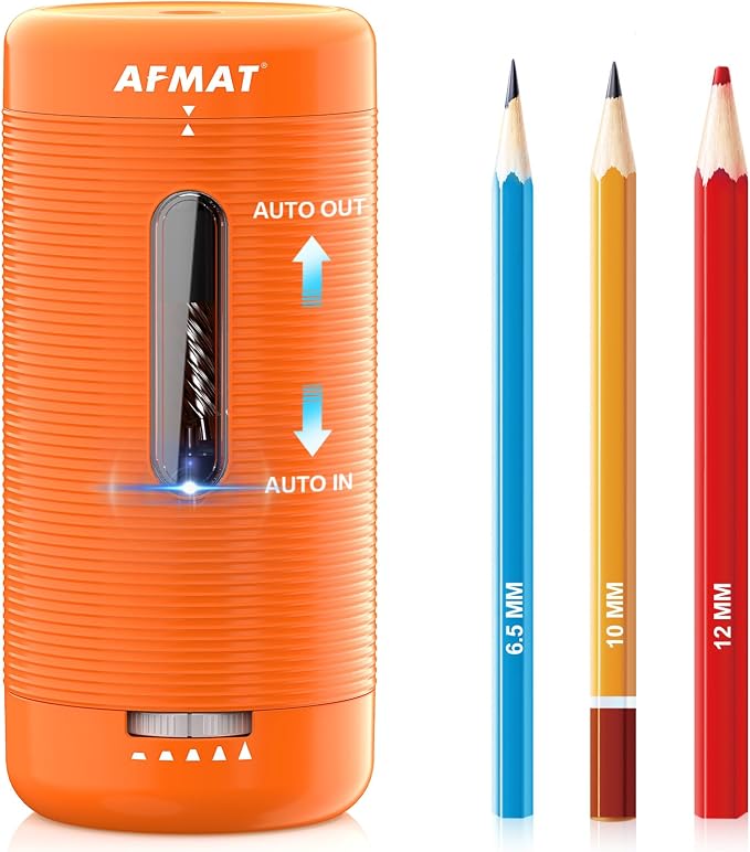 AFMAT Electric Pencil Sharpener, Fully Automatic Pencil Sharpener, Auto in & Out by AFMAT
