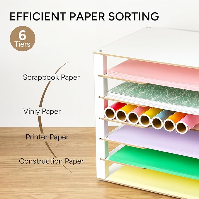 Yumkfoi Construction Paper Organizer 12" x 18", 6-Tiers Paper Organizer Storage - Image 2
