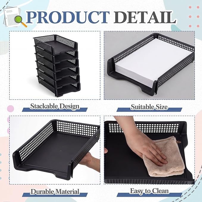 Geetery Set of 12 Turn in Trays Classroom Plastic Trays - Image 3