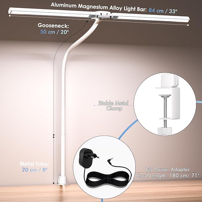 EYOCEAN Desk Lamp with Clamp, 31.5" LED Desk Lamp - Image 7