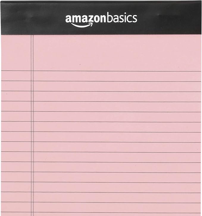 Amazon Basics Narrow Ruled 5-Inch by 8-Inch Lined Writing Note Pads, 6 Count (50 Sheet Pads), Multicolor-DeskLoop Office