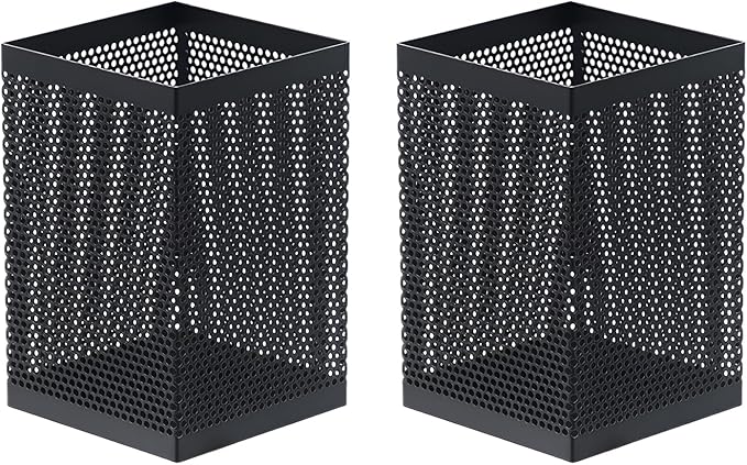 Comix Mesh Pen Holder Desk, Wire Pencil Holder with Foam Pad and Non-Slip Bottom Office Supplies Desk Organizer for Home Office School, 2 Packs-DeskLoop Office