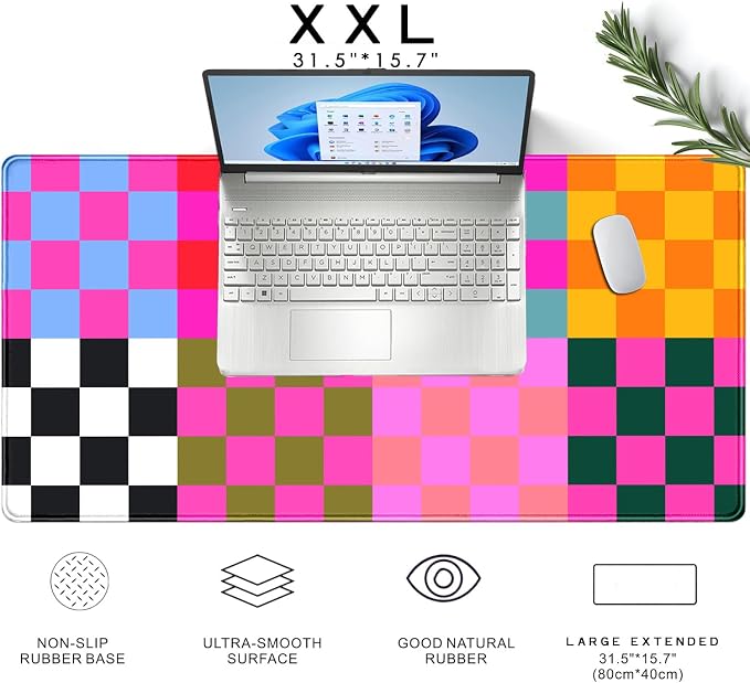 Checkered Desk Mat Pink Desk Matt - Image 8