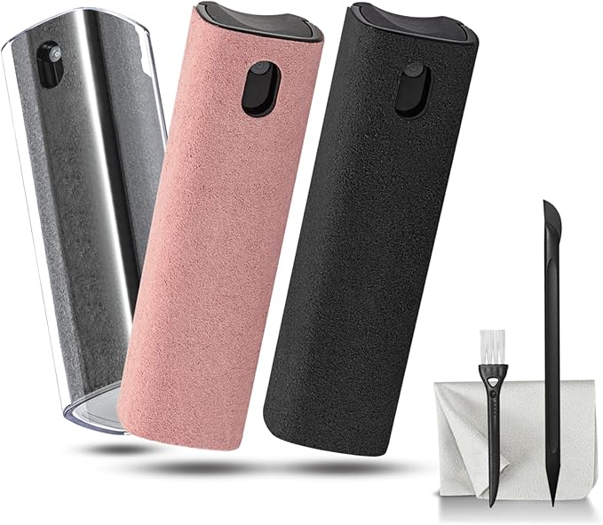 walrfid 3Pcs Laptop Cleaner, Computer Screen Cleaner Spray and Wipe, Electronic Laptop Cleaning Kit for iPad, iPhone, Cellphone, Monitor, MacBook Pro, Car Display, Tablet, TV, Kindle, Grey Pink Black-DeskLoop Office