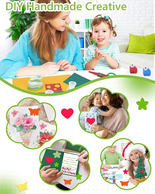 UCEC Paper Punches for Crafting, Circle Heart Star Shapes Puncher Scissors Sets - Image 7