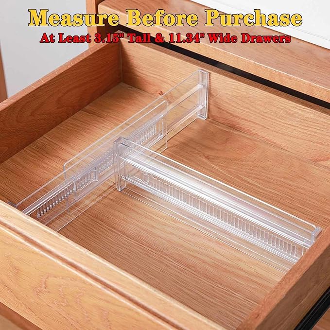 4 Pcs Drawer Dividers for Clothes, 3.15" High 11.34"-19.69" Adjustable - Image 8
