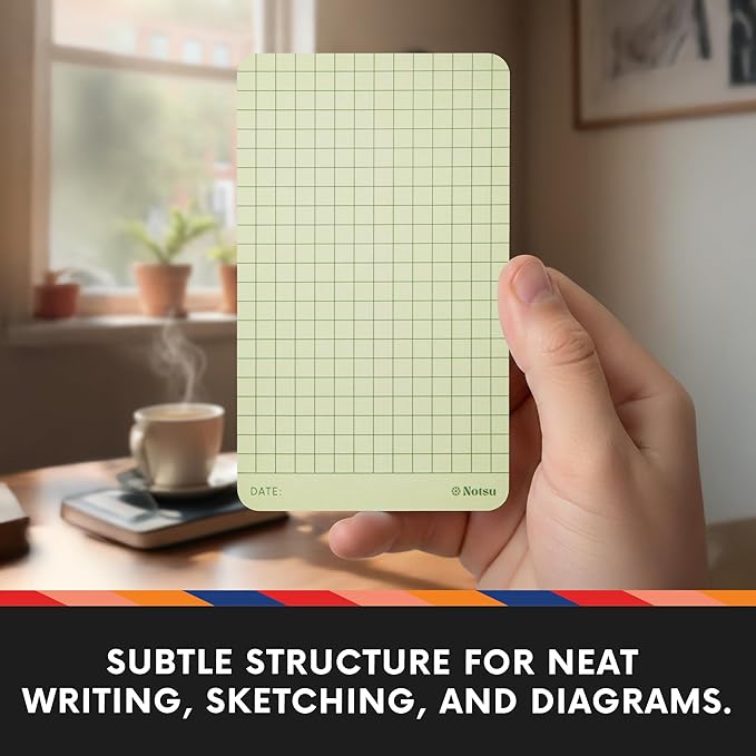 Notsu Graph Grid Colored Note Cards 3x5 inch, 40 ct | Graphing Vertical Color - Image 3