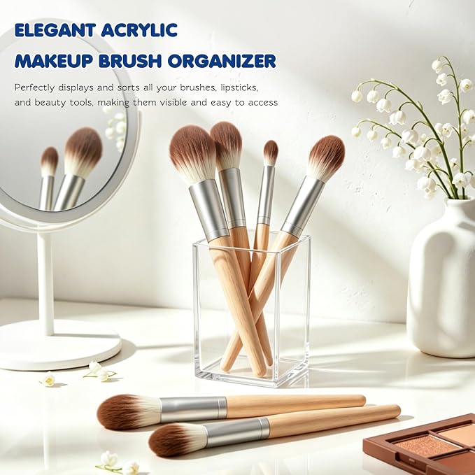 Acrylic Pen Holder 12 Pack, Makeup Brush Holder, Acrylic Pencil Organizer - Image 7