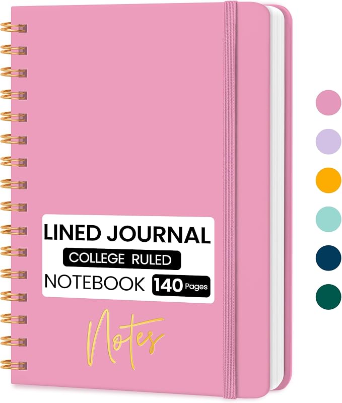 CICPAP Lined Spiral Journal Notebook, A5 College Ruled Notebook by CICPAP