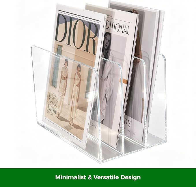 Acrylic Magazine File Holder, 3-Section A4 Desk Organizer | Fits A4 documents - Image 5