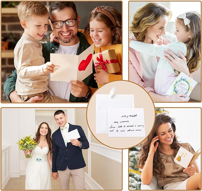 100 Packs White Blank Note Cards and Envelopes 5 x 7 Heavyweight Folded Cardstock and A7 Envelopes Self Seal for Wedding Invitations, Party, Greeting Cards, Graduations, Baby Shower