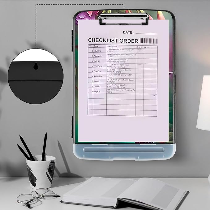 Clipboard with Storage, Heavy Duty Plastic Storage Clipboard with Low Profile - Image 4