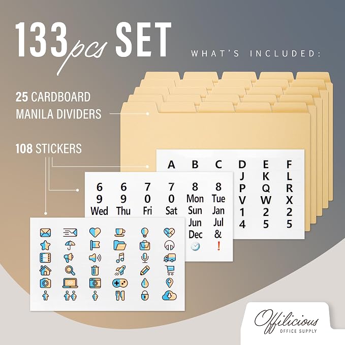 25 Heavyweight Manila Index Card Box Dividers - Image 2