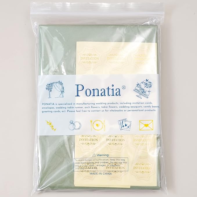 PONATIA 50 Pack A1 Envelopes, 3.62 x 5.2'' Sage Green Envelopes Perfect - Image 6