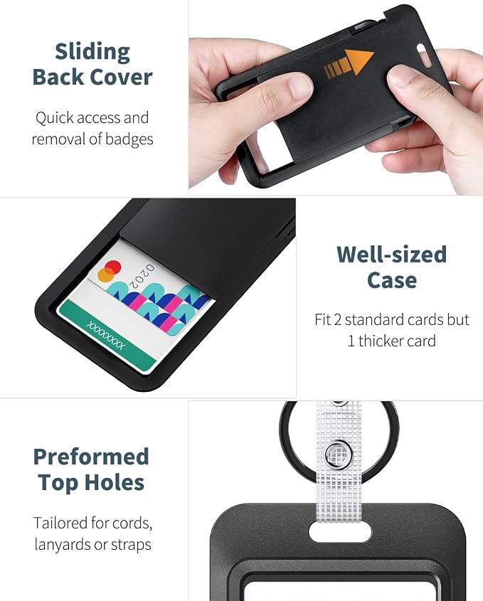 Uniclife 2 Pack Sliding Badge Holder Vertical Plastic Case - Image 3